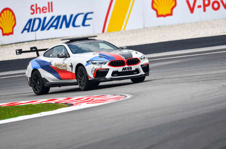 SEPANG, MALAYSIA - NOVEMBER 03, 2019 : BMW M8 Safety Car official car MotoGP during the Malaysia Motorcycle Grand Prix (MotoGP) at Sepang International Circuit (SIC).のeditorial素材