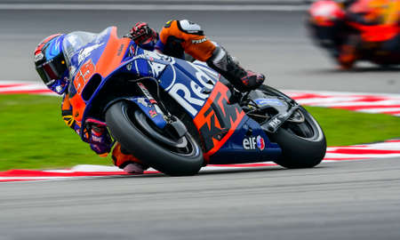 SEPANG, MALAYSIA - NOVEMBER 03, 2019 : Hafizh Syahrin of Red Bull KTM Tech 3 Team (55) during the Malaysia Motorcycle Grand Prix (MotoGP) at Sepang International Circuit (SIC).のeditorial素材