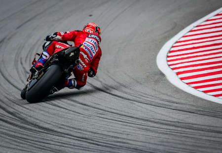 SEPANG, MALAYSIA - NOVEMBER 03, 2019 : Andrea Dovizioso of Mission Winnow Ducati Team (04) during the Malaysia Motorcycle Grand Prix (MotoGP) at Sepang International Circuit (SIC).のeditorial素材