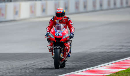 SEPANG, MALAYSIA - NOVEMBER 03, 2019 : Andrea Dovizioso of Mission Winnow Ducati Team (04) during the Malaysia Motorcycle Grand Prix (MotoGP) at Sepang International Circuit (SIC).のeditorial素材