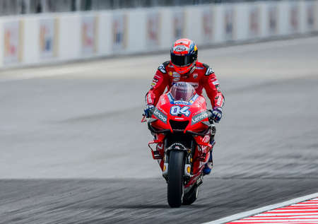 SEPANG, MALAYSIA - NOVEMBER 03, 2019 : Andrea Dovizioso of Mission Winnow Ducati Team (04) during the Malaysia Motorcycle Grand Prix (MotoGP) at Sepang International Circuit (SIC).のeditorial素材