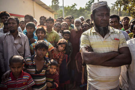 COX' BAZAR, BANGLADESH - APRIL 15, 2020 : Rohingya refugees from Myanmar in Kutupalong refugee camp...