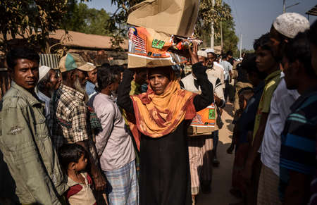 COX' BAZAR, BANGLADESH - APRIL 15, 2020 : Rohingya refugees from Myanmar in Kutupalong refugee camp...