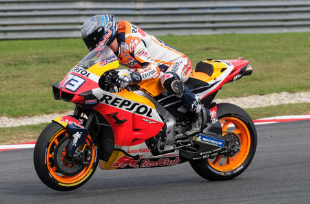 Sepang, Malaysia - Feb. 08, 2020 : Repsol Honda Team's Spanish rider Alex Marquez during the pre-season MotoGP winter test at the Sepang International Circuit in Sepangのeditorial素材