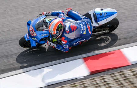 Sepang, Malaysia - Feb. 08, 2020 : Suzuki Ecstar's Spanish rider Alex Rins during the pre-season MotoGP winter test at the Sepang International Circuit in Sepangのeditorial素材