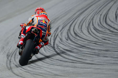 SEPANG, MALAYSIA - NOVEMBER 03, 2019 : Marc Marquez of Spain and Repsol Honda Team (93) during the Malaysia Motorcycle Grand Prix (MotoGP) at Sepang International Circuit (SIC).のeditorial素材