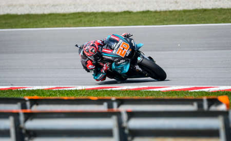 SEPANG, MALAYSIA - NOVEMBER 03, 2019 : Fabio Quartararo of France and Petronas Yamaha SRT rides during the Malaysia Motorcycle Grand Prix (MotoGP) at Sepang International Circuit (SIC).のeditorial素材