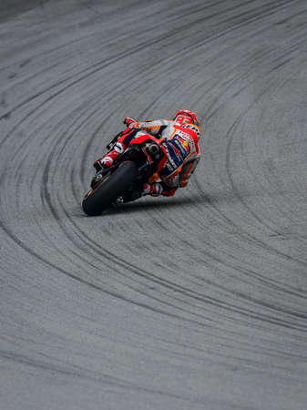 SEPANG, MALAYSIA - NOVEMBER 03, 2019 : Marc Marquez of Spain and Repsol Honda Team (93) during the Malaysia Motorcycle Grand Prix (MotoGP) at Sepang International Circuit (SIC).のeditorial素材