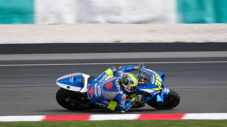 Sepang, Malaysia - Feb. 08, 2020 : Suzuki Ecstar's Spanish rider Joan Mir during the pre-season MotoGP winter test at the Sepang International Circuit in Sepangのeditorial素材