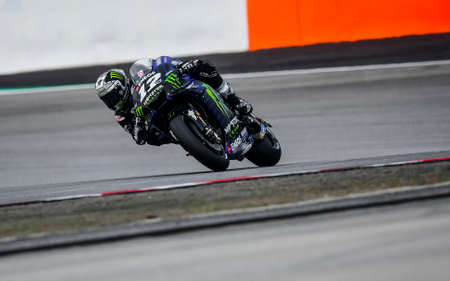 SEPANG, MALAYSIA - NOVEMBER 03, 2019 : Maverick Vi–ales of Spain (12) and Yamaha Factory Racing...