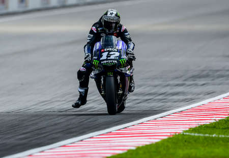 SEPANG, MALAYSIA - NOVEMBER 03, 2019 : Maverick Vi–ales of Spain (12) and Yamaha Factory Racing...