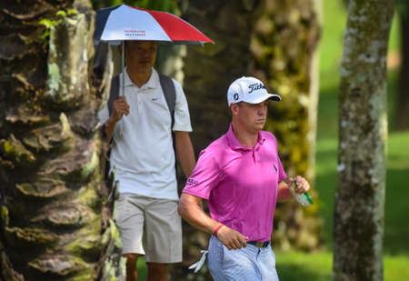 KUALA LUMPUR, MALAYSIA - OCTOBER 12 : Justin Thomas of the United States in action during of the...