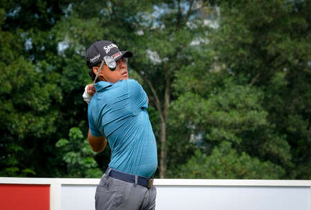 KUALA LUMPUR, MALAYSIA - OCTOBER 14, 2017 : Nicholas Fung of the Malaysia in action during 2017 CIMB...