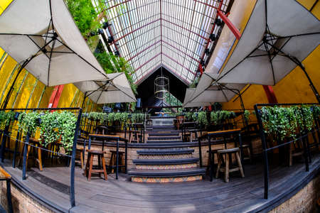 BANGKOK, THAILAND - NOVEMBER 18, 2017 : One of Restaurant and Cafe famous near popular backpacker destination Khao San Road. The area is famous for its street market in Thailand.のeditorial素材