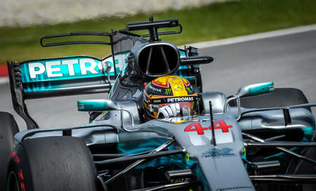 KUALA LUMPUR, MALAYSIA - SEPTEMBER 30, 2017 : Lewis Hamilton of Great Britain Mercedes AMG Petronas...