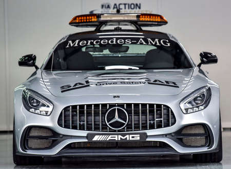 KUALA LUMPUR, MALAYSIA - SEPTEMBER 28, 2017 : Sadety car during Malaysia Formula One Grand Prix at Sepang Circuit.のeditorial素材
