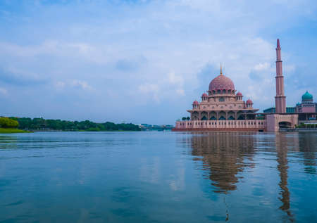 Putrajaya, Malaysia - January 08, 2020 : Cityscape view of Putrajaya lake has distinctive landmark...
