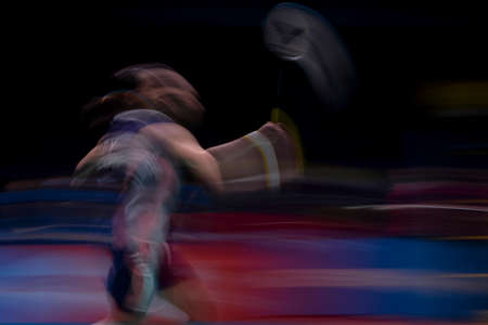 Kuala Lumpur, Malaysia - April 02, 2019 - Tai Tzu Ying of Chinese Taipei with slow motion effect in...