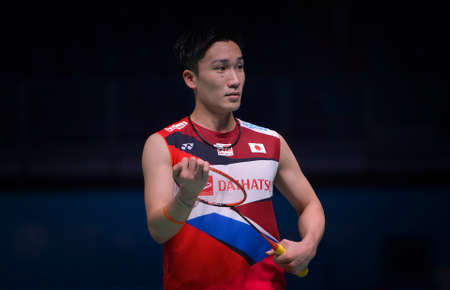 Kuala Lumpur, Malaysia - April 05, 2019 - Kento Momota of Japan in action during the Badminton...