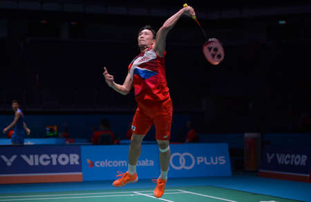 Kuala Lumpur, Malaysia - April 05, 2019 - Kento Momota of Japan in action during the Badminton...