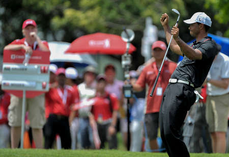 KUALA LUMPUR, MALAYSIA - OCTOBER 14, 2019 : Tiger  Woods of the United States the winner of 2017 CIMB Classic at TPC Kuala Lumpur.のeditorial素材