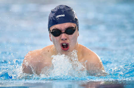 Kuala Lumpur, Malaysia - April 30, 2017 : Disabled swimming athlete during 9th Para ASEAN Games 2017 at Bukit Jalil Aquatic Centre.のeditorial素材