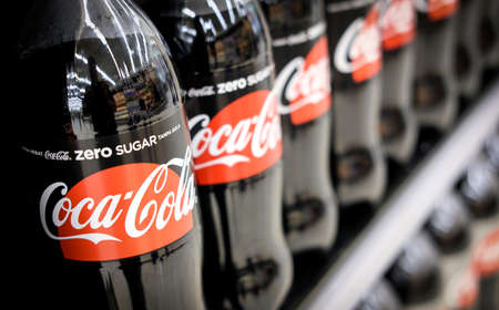 KUALA LUMPUR, MALAYSIA - SEPTEMBER 15, 2019 : Coca Cola Zero Sugar drinks. Coca Cola drinks are produced and manufactured by The Coca-Cola Company, an American multinational beverage corporation.のeditorial素材