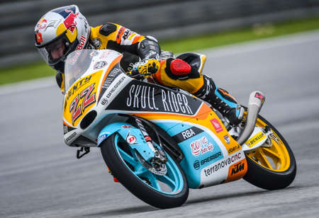 SEPANG, MALAYSIA - NOVEMBER 04, 2018 : Kazuki Masaki of Japan and RBA BOE Skull Rider Team in action Moto3 race during the MotoGP Of Malaysia at Sepang CircuitÊのeditorial素材