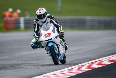 SEPANG, MALAYSIA - NOVEMBER 04, 2018 : Makar Yurchenko of Kazakhstan and Cip-Green Power KTM in action Moto3 race during the MotoGP Of Malaysia at Sepang CircuitÊのeditorial素材