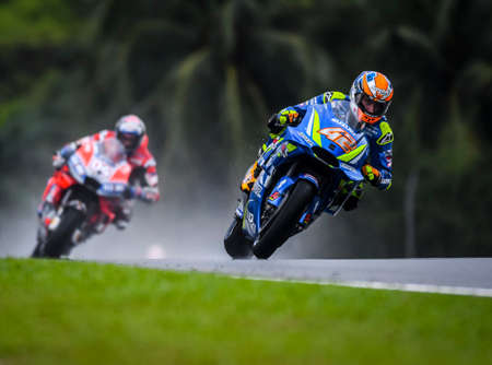 SEPANG, MALAYSIA - NOVEMBER 04, 2018 : Alex Rins of Spain and Team Suzuki ECSTAR during the MotoGP...