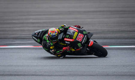 SEPANG, MALAYSIA - NOVEMBER 04, 2018 : Hafizh Syahrin of Malaysia Monster Yamaha Tech 3 in action during the MotoGP race of the Malaysian Motorcycle Grand Prix at Sepang Circuit.のeditorial素材