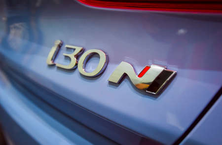 KUALA LUMPUR, MALAYSIA - DEC 3, 2019 : View of logo Hyundai i30 N displayed at Kuala Lumpur...