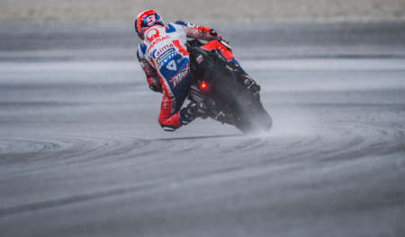 SEPANG, MALAYSIA - NOVEMBER 04, 2018 : Danilo Petrucci and Alma Pramac Racing in action during the...