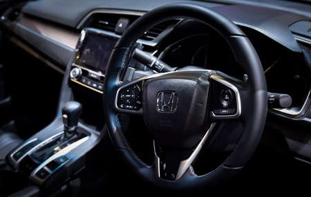 KUALA LUMPUR, MALAYSIA - DEC 3, 2019 : Close up steering new Honda Civic displayed at Kuala Lumpur International Motor Showのeditorial素材