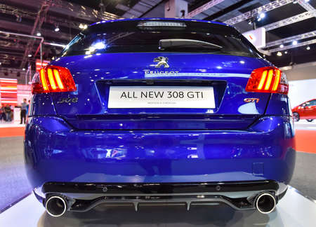 KUALA LUMPUR, MALAYSIA - DEC 3, 2019 : View of back new Peugeot 308 GTI displayed at Kuala Lumpur International Motor Showのeditorial素材