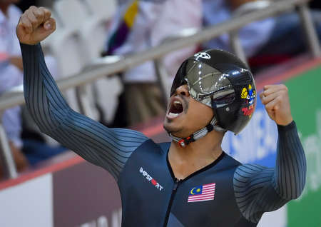 Jakarta, Indonesia - August 20, 2018 : Malaysian men track cyclist Mohd Azizulhasni Awang 18th during Jakarta Palembang Asian Games 2018.のeditorial素材