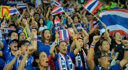 Kuala Lumpur, Malaysia - August 30, 2019 : Thailand fans or supporter at National Stadium Bukit Jalil.のeditorial素材