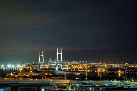 View of the Yokohama port at night. Long exposure.の写真素材