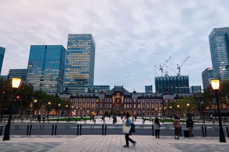 Tokyo Station view during the blue hour.