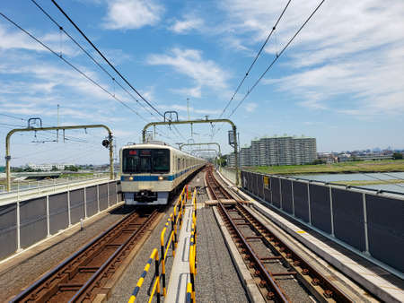 Approaching train at the station in Japan