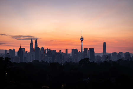 Landmarks of Kuala Lumpur just before the sunriseのeditorial素材