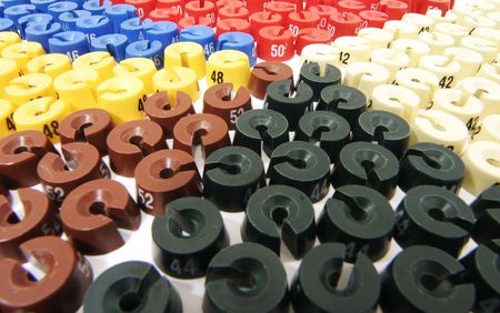 It is a lot of colour size washersの写真素材