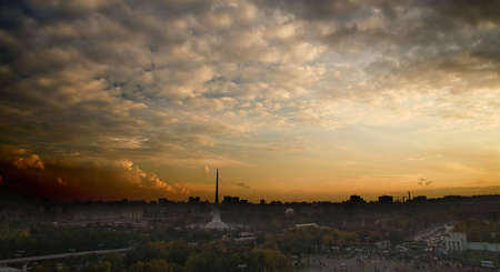 The top view on evening city (Moscow, Russia)の写真素材