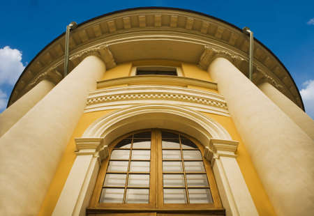 column of a yellow classical building.の写真素材