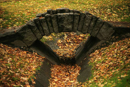 The small bridge on a foot pathの写真素材