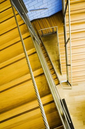 modern wood and steel staircaseの写真素材