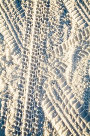 snow trace of a sport carsの写真素材