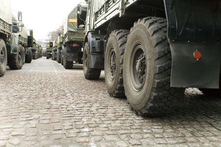 Rehearsal of parade on the Red Square in honour of an anniversary of a Victory.の写真素材
