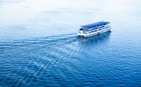 ferryboat on the river Oka.の写真素材