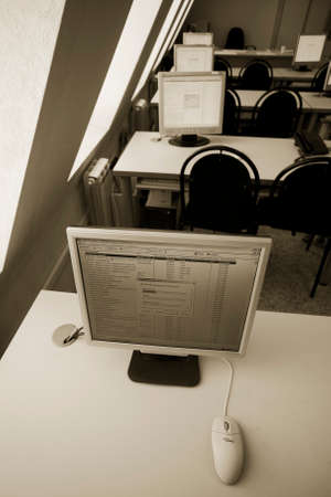 computer class with sepia tint